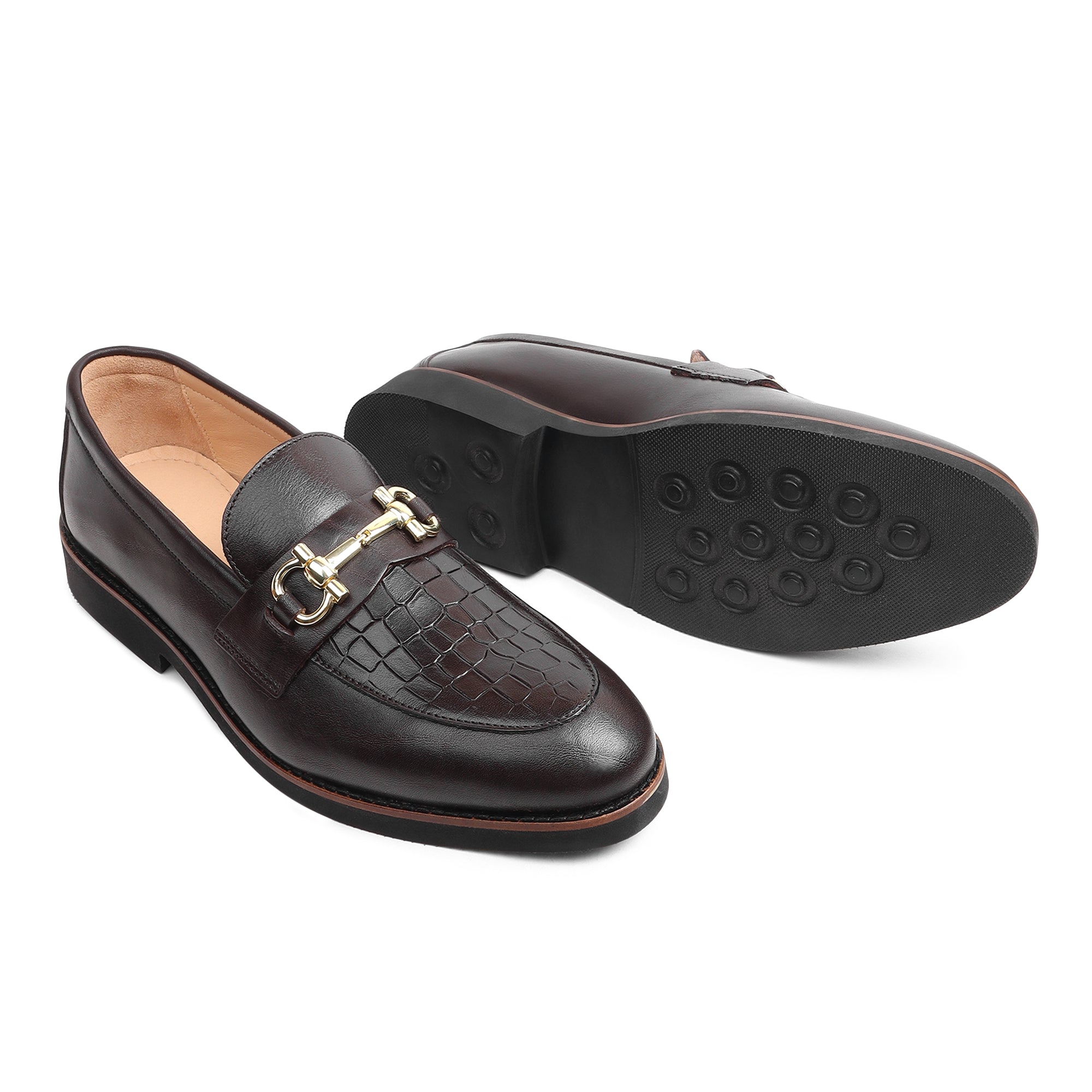Brown Slip-On Genuine Leather Croco Print thumbnail 3