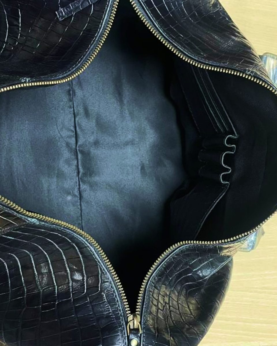 Forest Black Embossed Genuine Leather Duffle Bag thumbnail 5