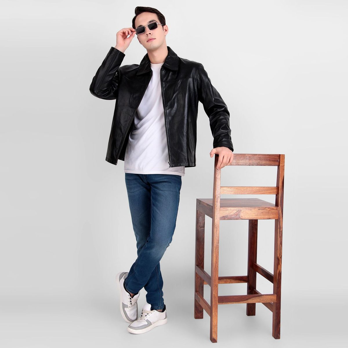 Formal Black Leather Coller Jackets Men thumbnail 6