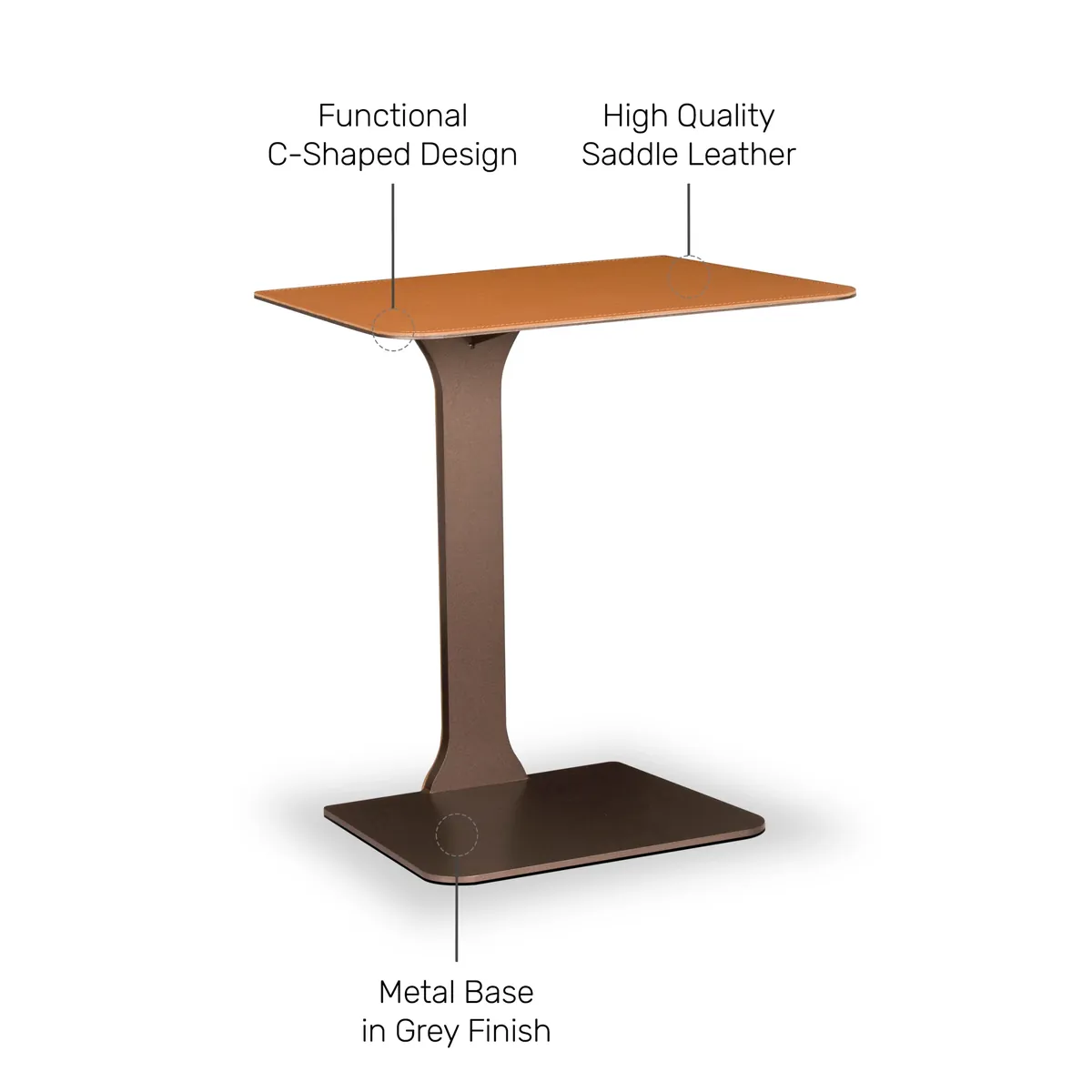Garett Brown-Grey Leather Side & End Table thumbnail 4