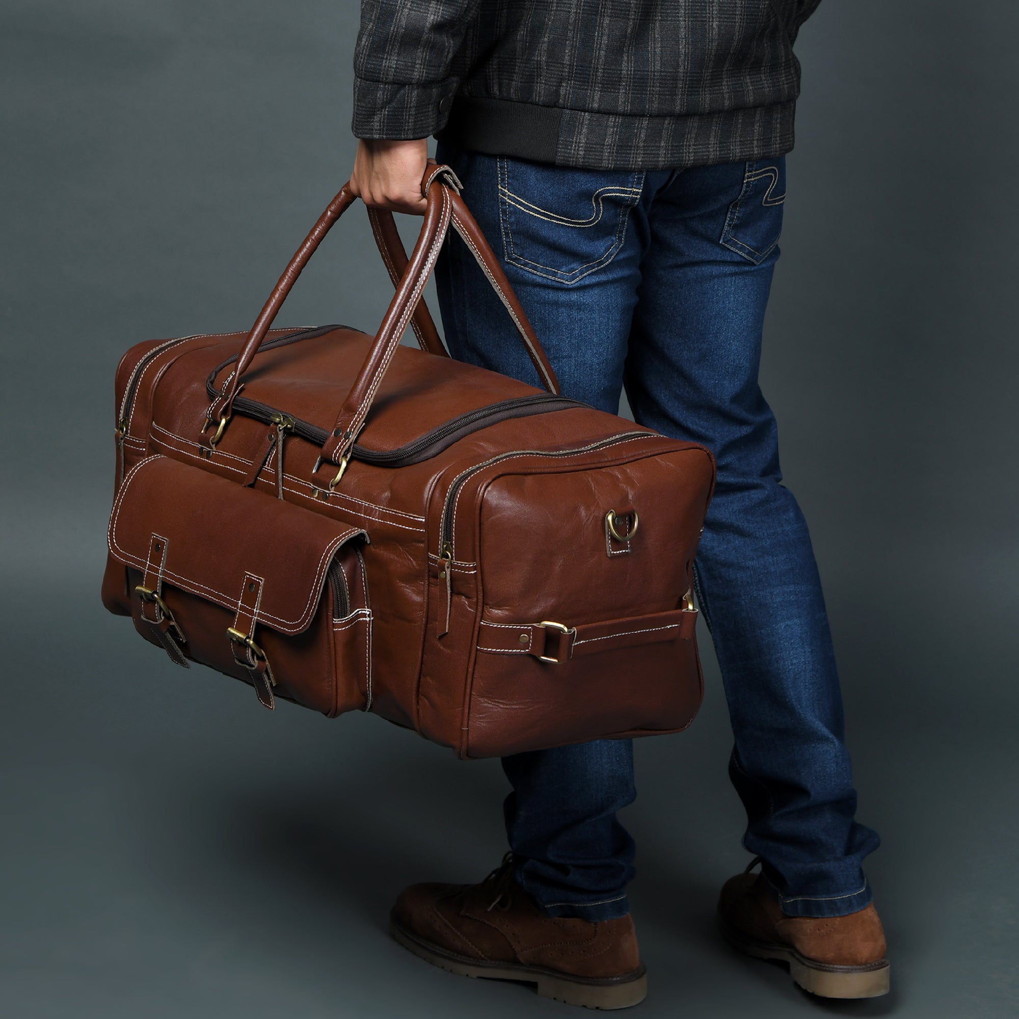 Genuine Leather Travel Duffle Bag thumbnail 13