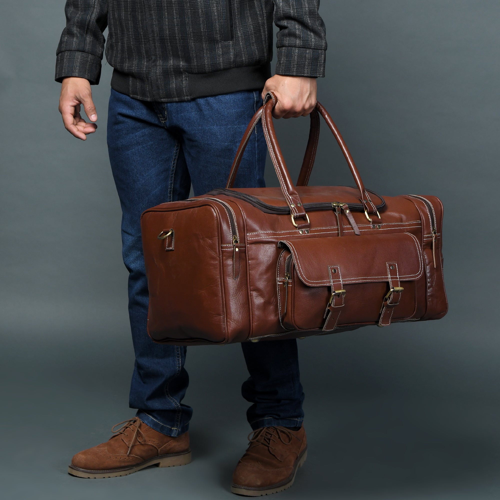 Genuine Leather Travel Duffle Bag thumbnail 15