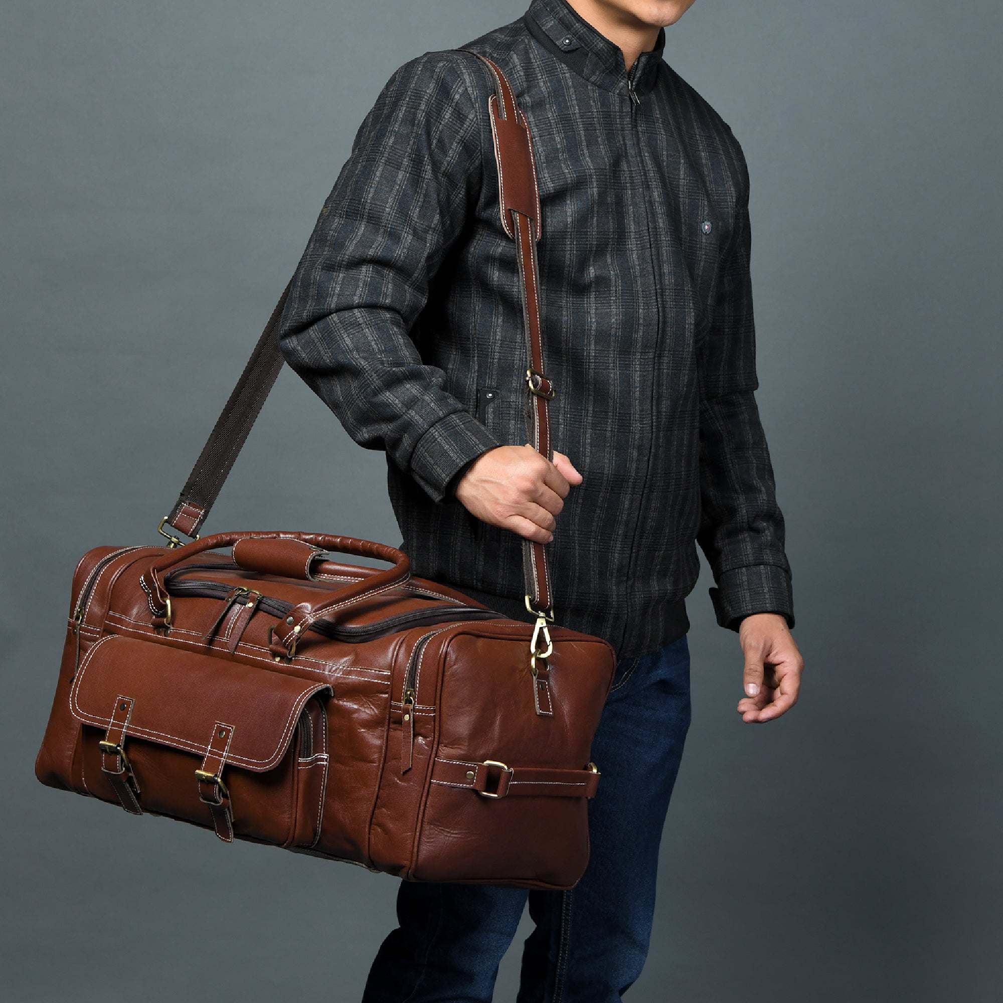 Genuine Leather Travel Duffle Bag thumbnail 6