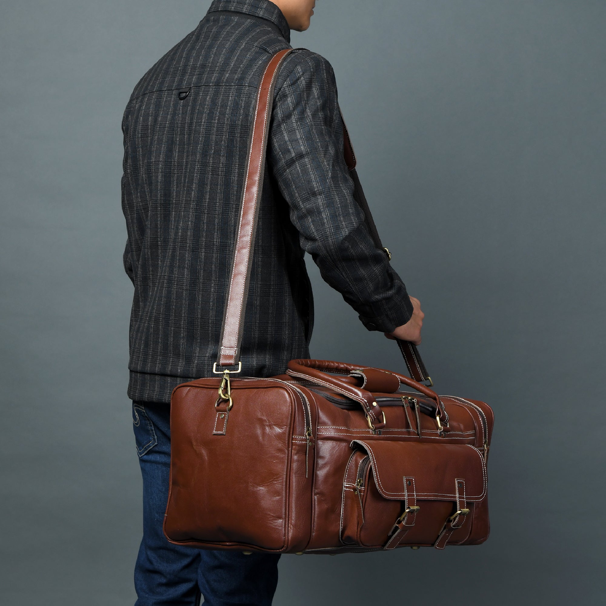 Genuine Leather Travel Duffle Bag thumbnail 9