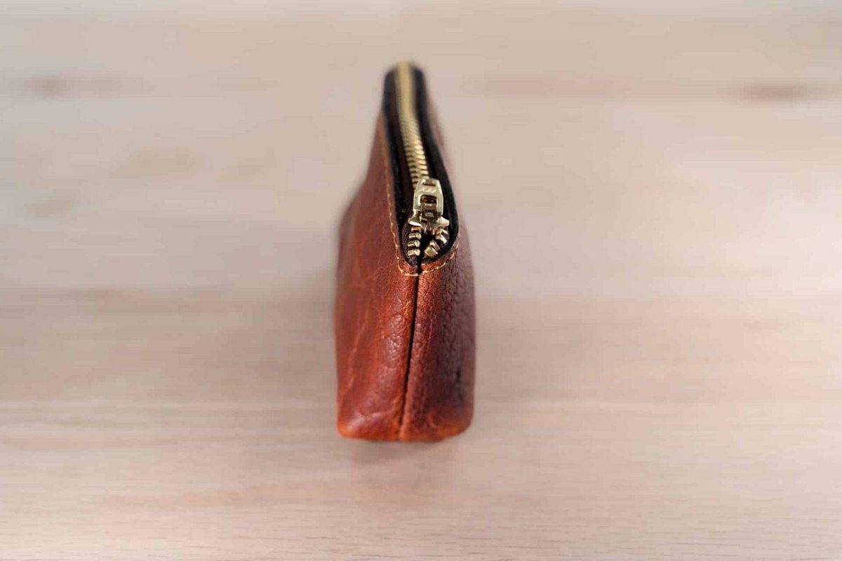 Genuine Leather Zippered Coin Purse with Gusseted Sides thumbnail 2