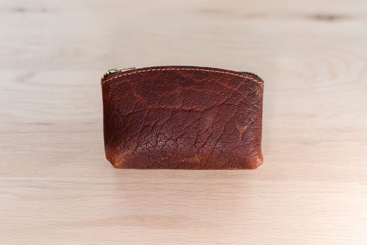 Genuine Leather Zippered Coin Purse with Gusseted Sides thumbnail 3