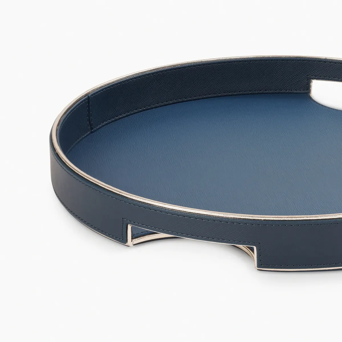 Green Faux Leather Round Serving Tray - Large thumbnail 4