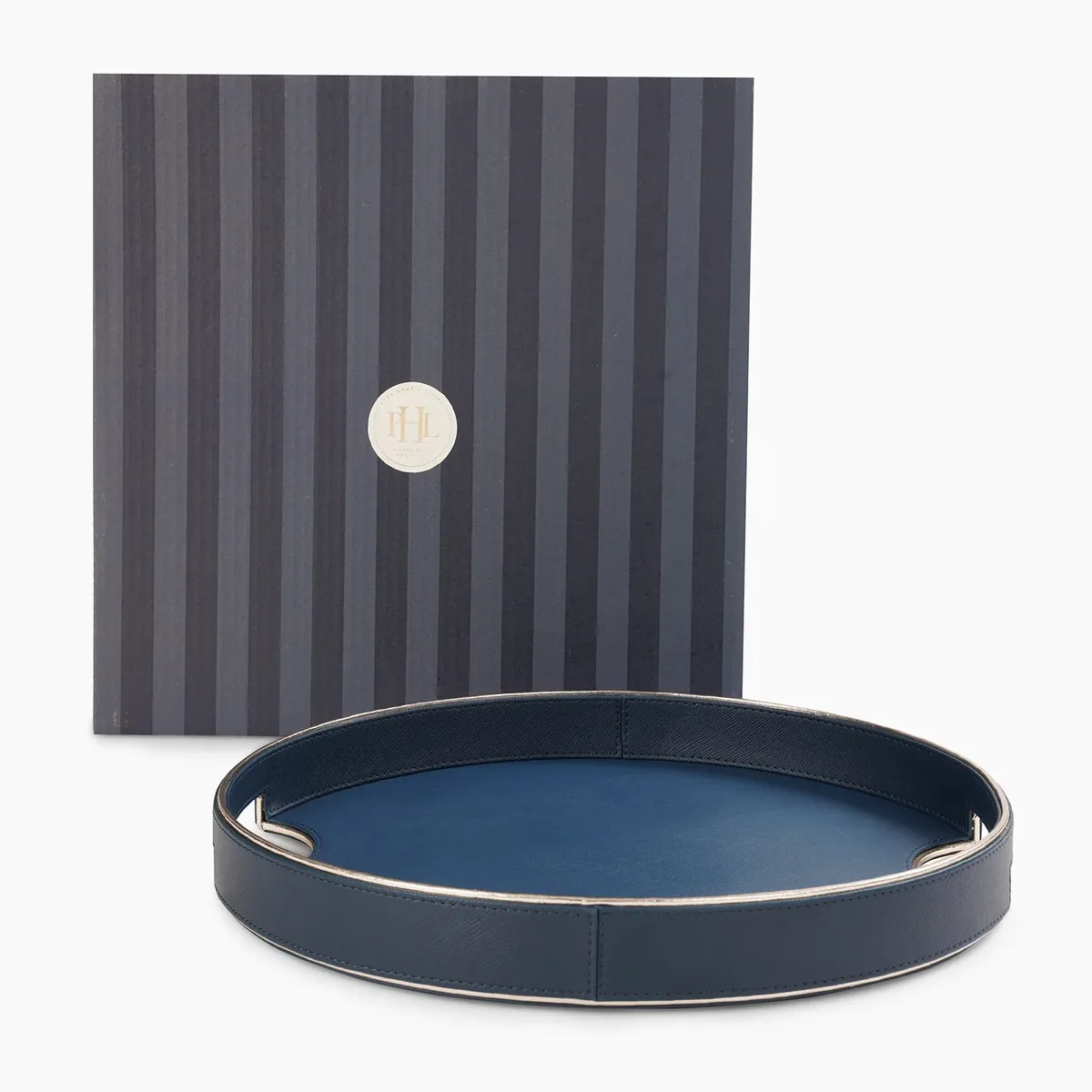 Green Faux Leather Round Serving Tray - Large thumbnail 6