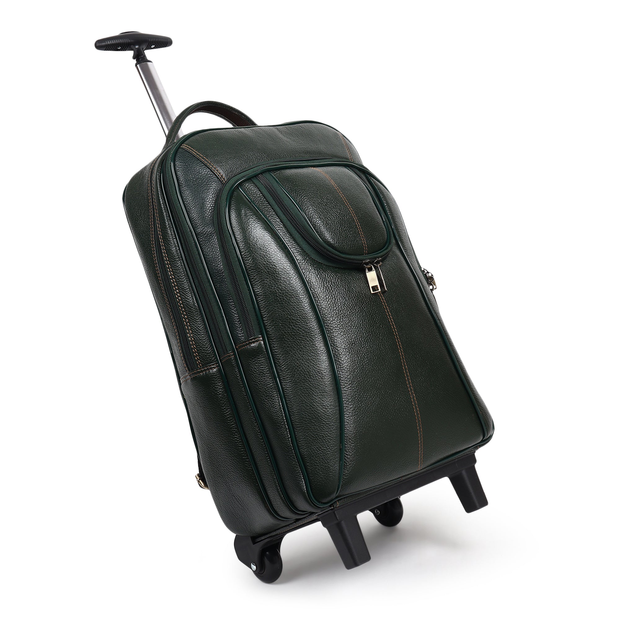 Green Trolley Leather Backpack