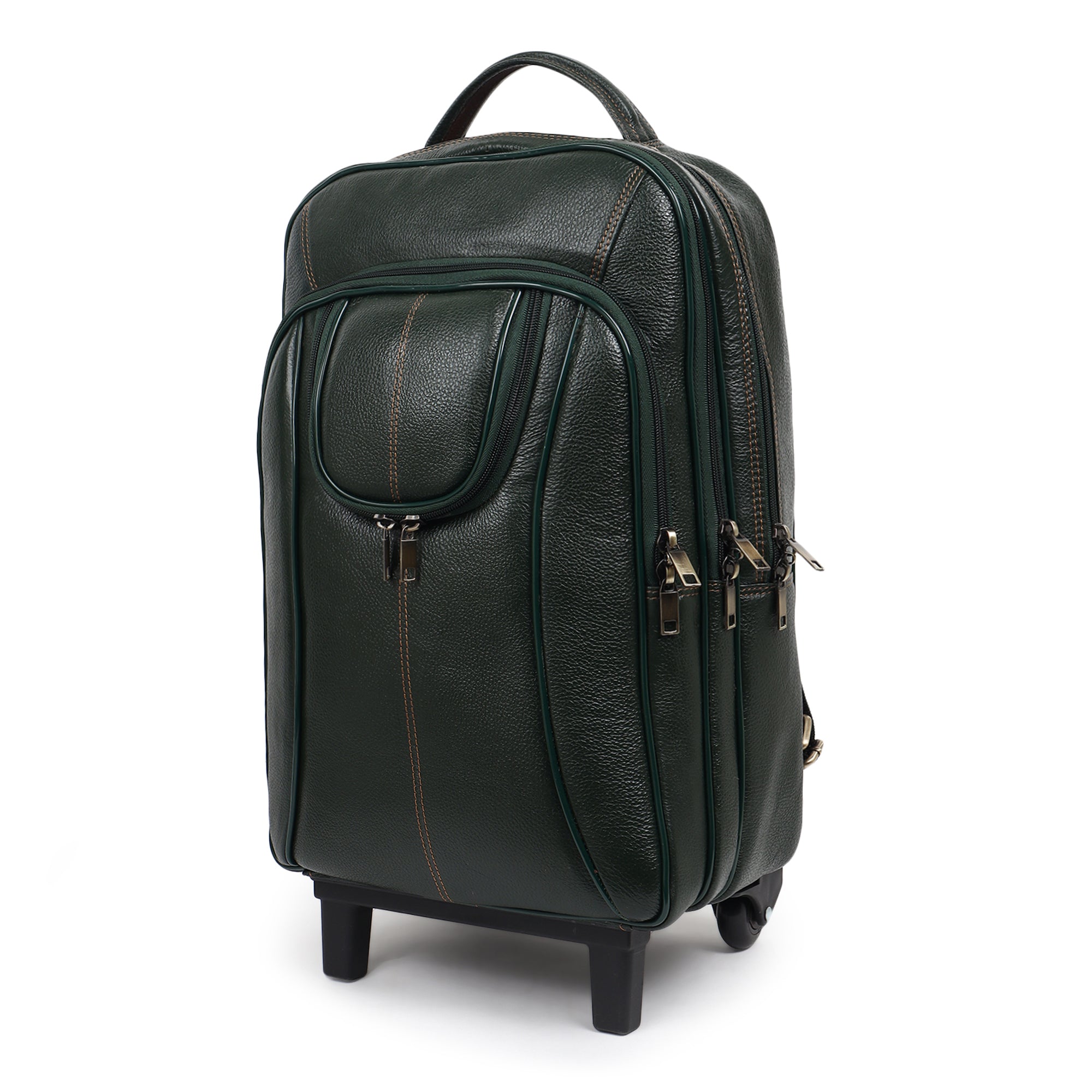 Green Trolley Leather Backpack thumbnail 2
