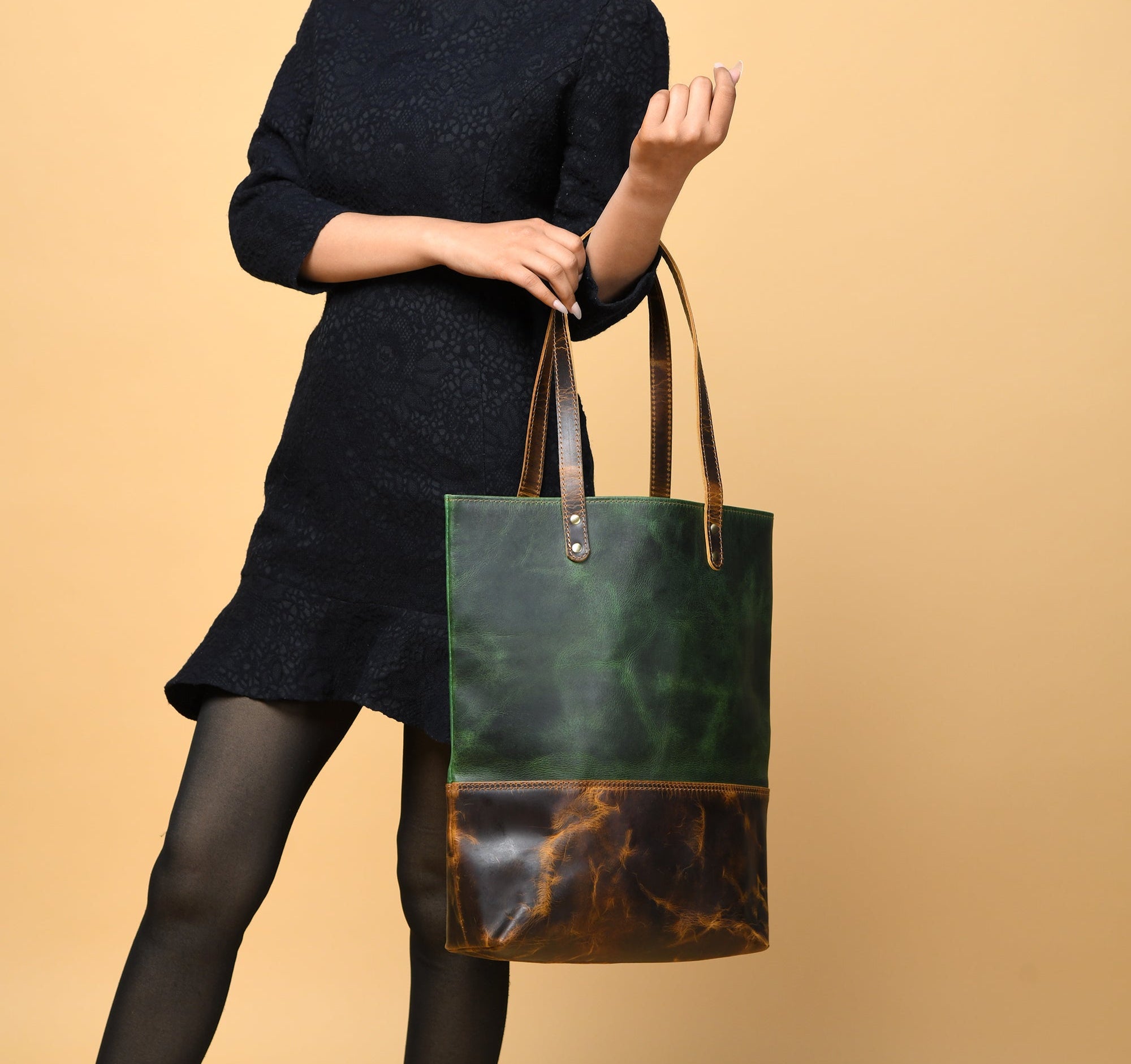 Green Women's Leather Tote thumbnail 3
