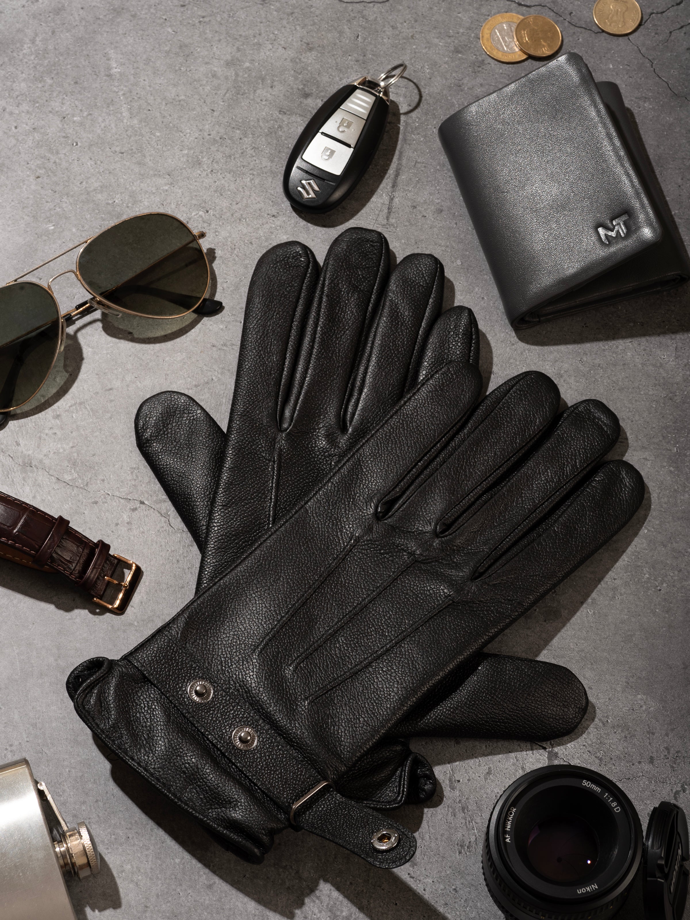 Bikers Leather Gloves - Touch Button thumbnail 2