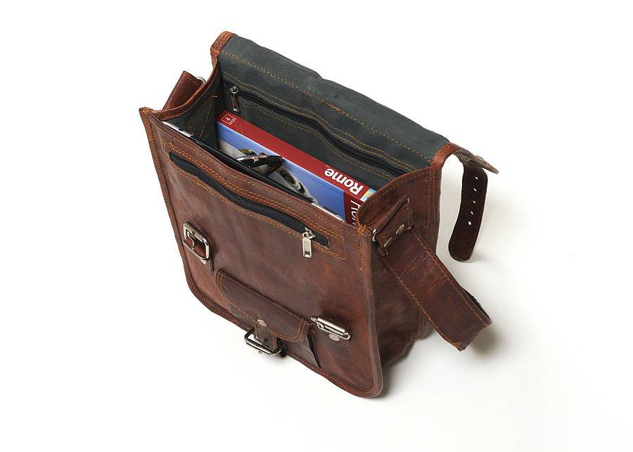 IndiFash - Handcrafted 13″ Retro laptop Leather Bag | 100% Genuine Leather thumbnail 3