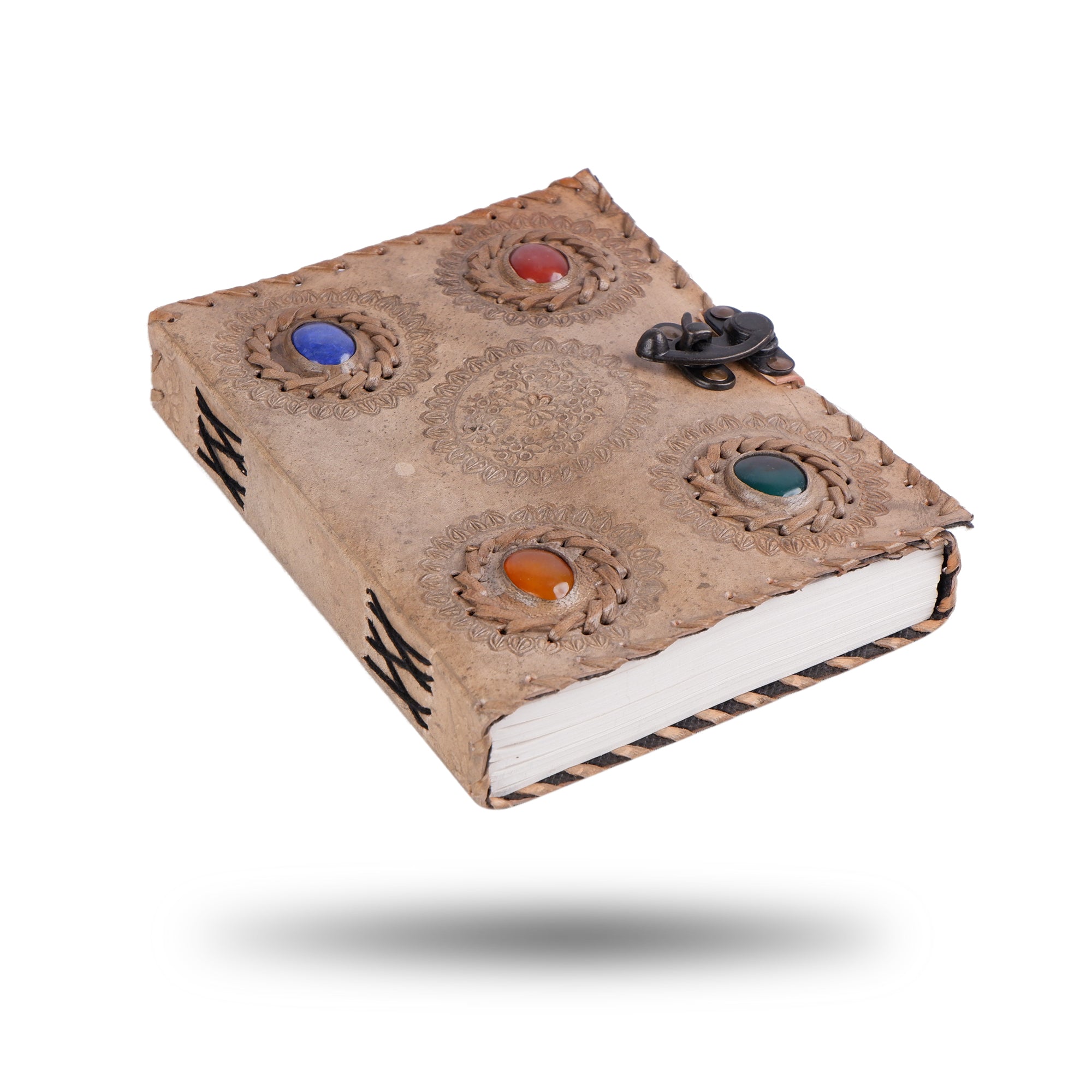 Handcrafted Vintage 4 Stone Leather Diary thumbnail 2