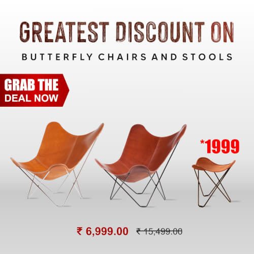 Handmade 2 Leather Chair & 1 Stool Combo