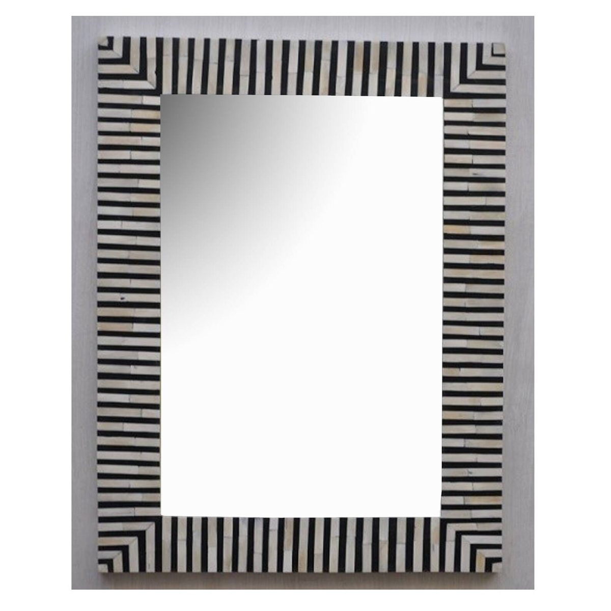 Handmade Bone Inlay Mirror Frame - Floral Motif