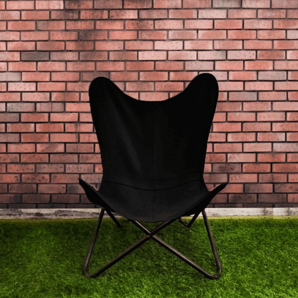 Handmade crafted black Canvas Butterfly chair thumbnail 3