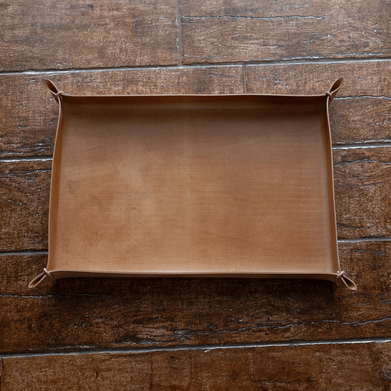 Handmade Italian leather catch all tray