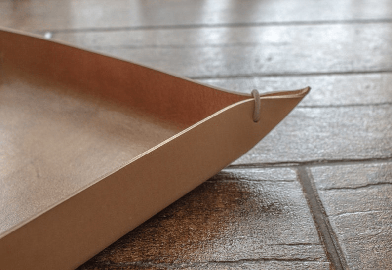 Handmade Italian leather catch all tray thumbnail 3