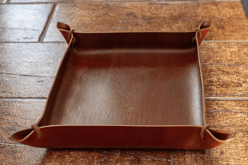Handmade Italian leather catch all tray thumbnail 4