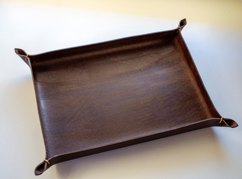 Handmade Italian leather catch all tray thumbnail 6