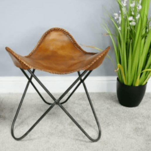IndiFash Handmade leather 2 Butterfly Chair thumbnail 2