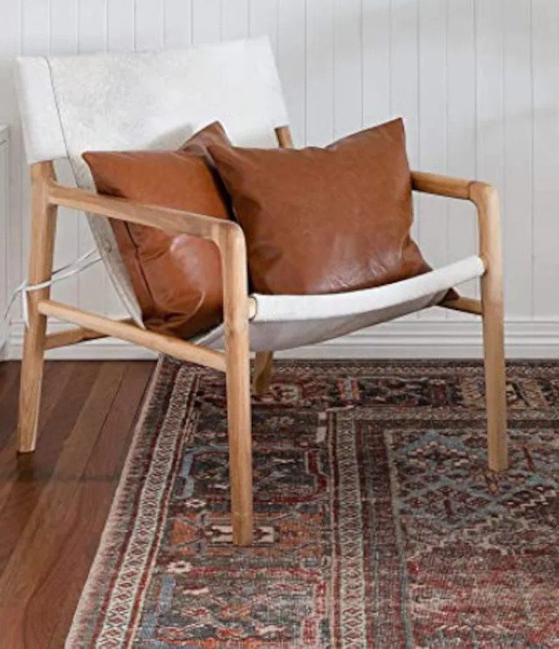 Handmade leather 2 Butterfly Chair & 2 Leather Cushions Combo thumbnail 2