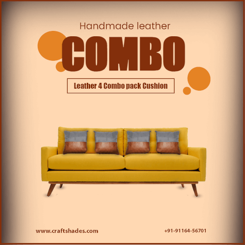 Handmade Leather 4 Combo pack Cushion for Sofa