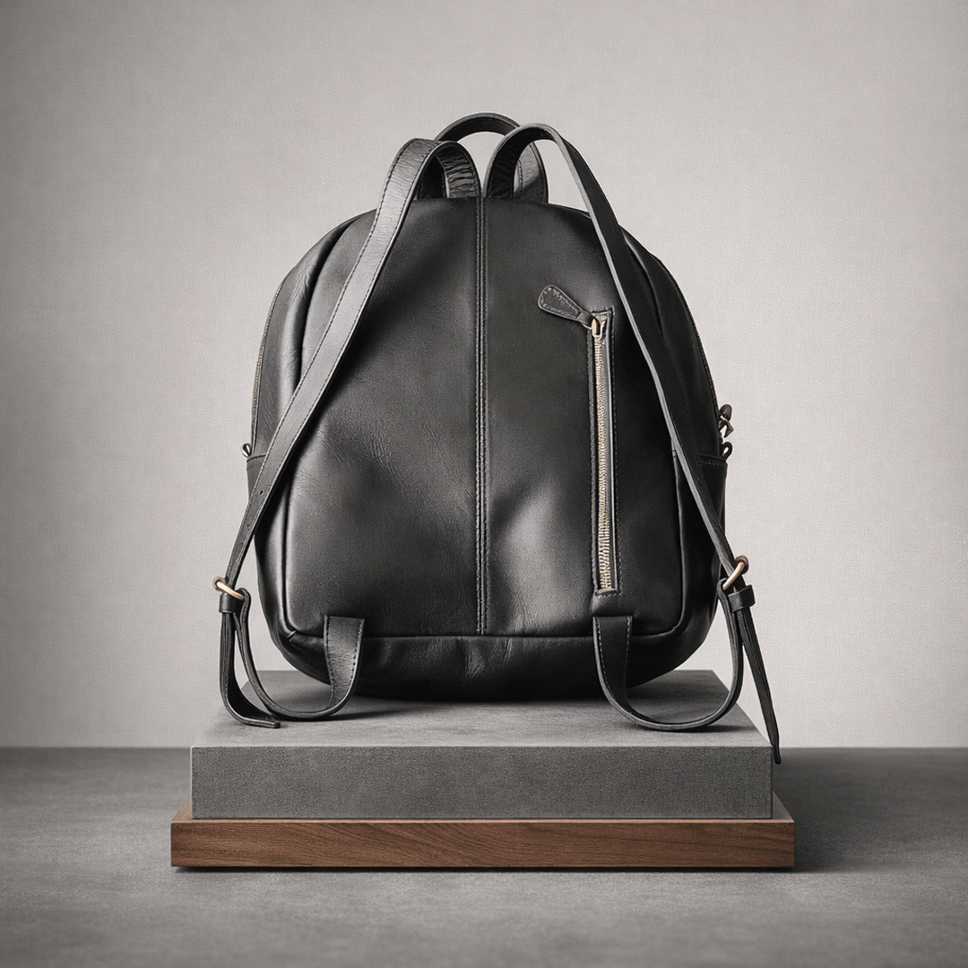 Handmade Leather Backpack - Compact Full Grain Buffalo Leather Backpack thumbnail 2