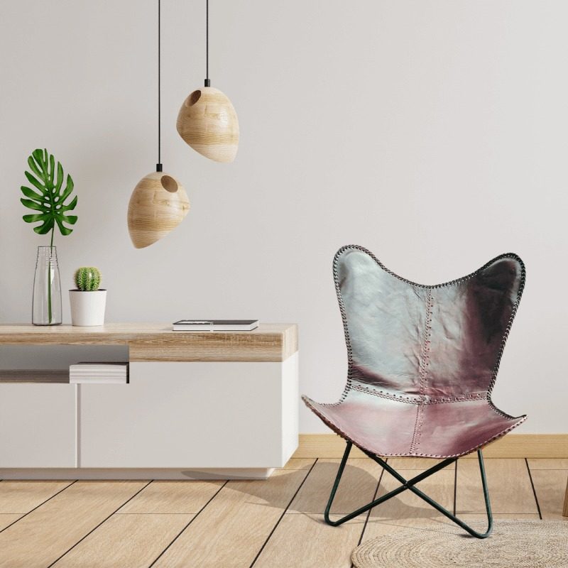 Handmade Leather Butterfly Chair, Handmade chair, foldable chair thumbnail 2