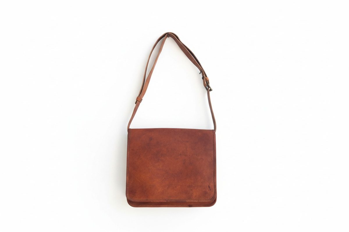 IndiFash - Vintage Plain Handcrafted Leather Laptop Bag | 100% Genuine Leather thumbnail 2