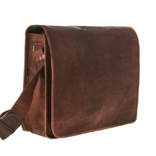 IndiFash - Vintage Plain Handcrafted Leather Laptop Bag | 100% Genuine Leather thumbnail 3