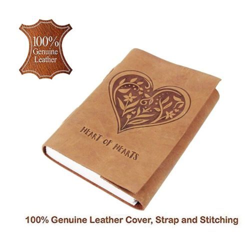 IndiFash - Leather Diary - Antique Handmade Leather Heart of Hearts Bound Notepad for Men and Women Plain Paper Travel Diary and Notebooks to Write 7 x 5 Inch (Camel Brown) thumbnail 2