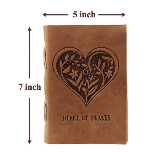 IndiFash - Leather Diary - Antique Handmade Leather Heart of Hearts Bound Notepad for Men and Women Plain Paper Travel Diary and Notebooks to Write 7 x 5 Inch (Camel Brown) thumbnail 3