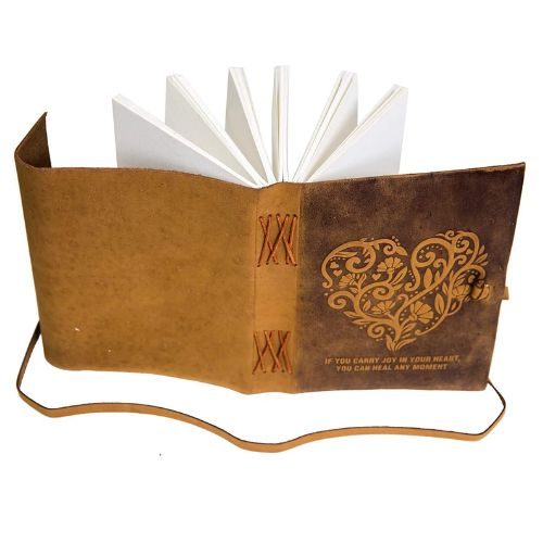 IndiFash - Leather Diary Heart with Quote Antique Handmade Leather Bound Notepad for Men and Women Unlined Paper Travel Diary and Notebooks to Write 7 x 5 Inches (Heart With Quote) thumbnail 4