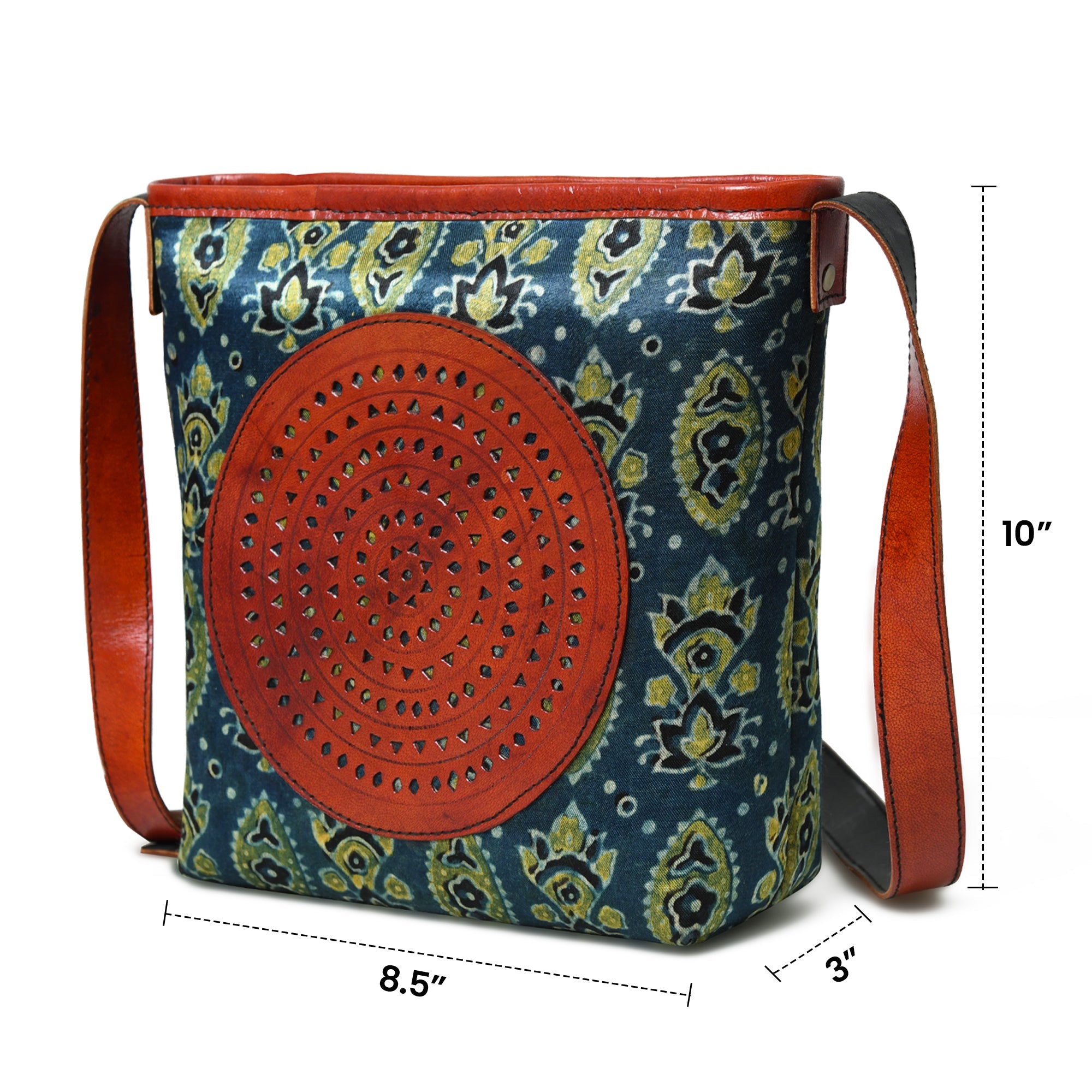 Heritage Ajrakh Leather Tote Bag thumbnail 10