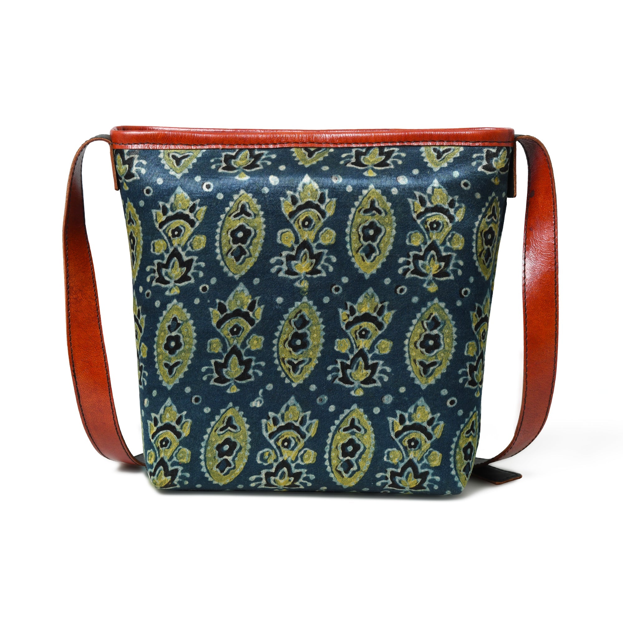 Heritage Ajrakh Leather Tote Bag thumbnail 6