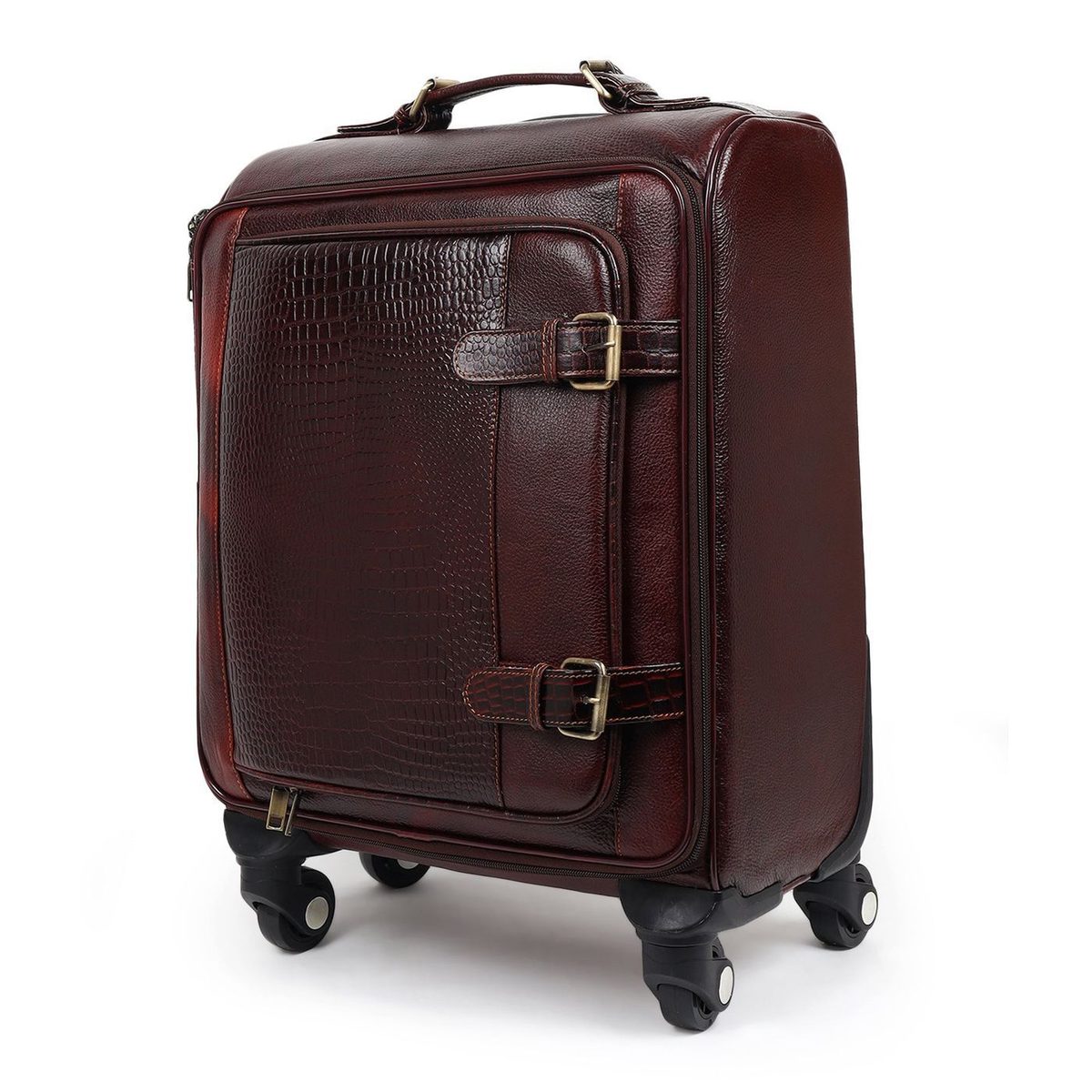 Horizon Leather Trolley Suitcase, Brown
