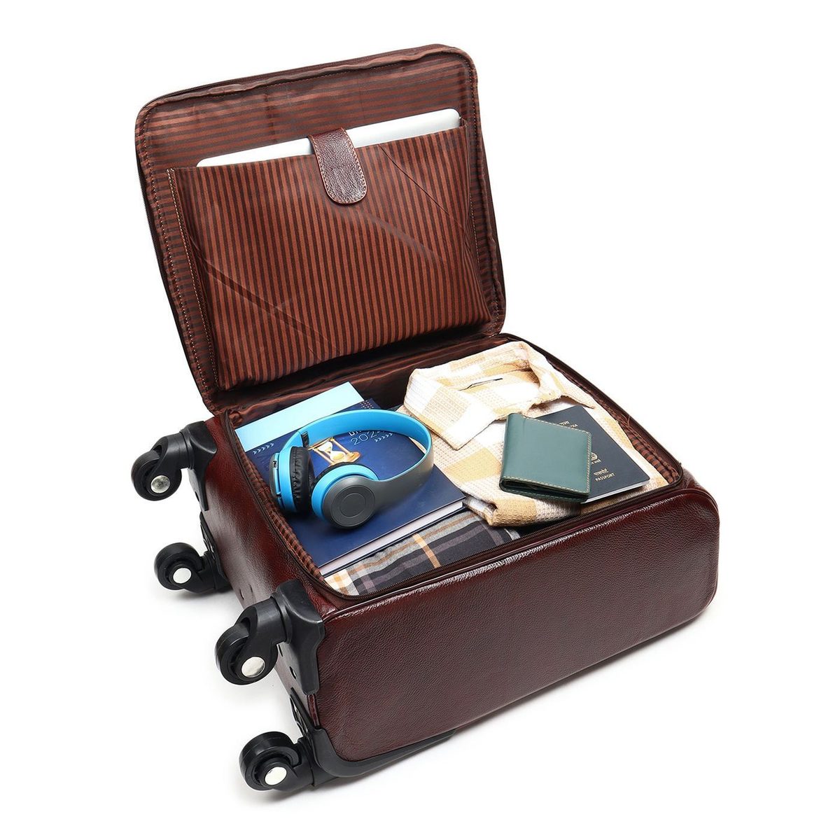 Horizon Leather Trolley Suitcase, Brown thumbnail 4