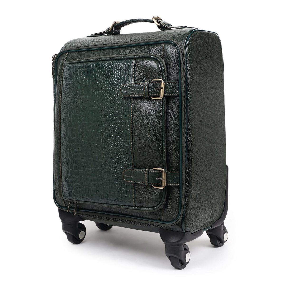 Horizon Leather Trolley Suitcase, Green