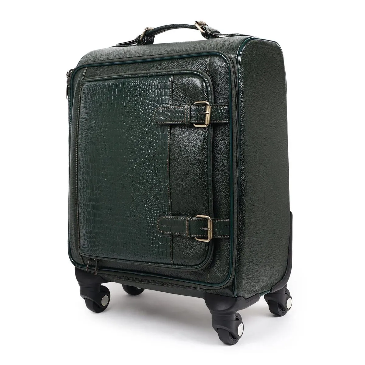 Horizon Leather Trolley Suitcase, Green