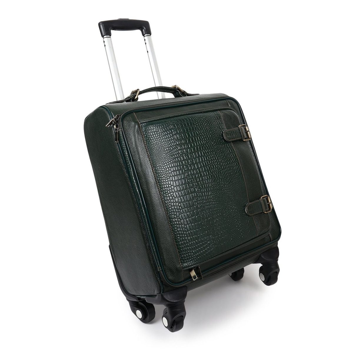 Horizon Leather Trolley Suitcase, Green thumbnail 2