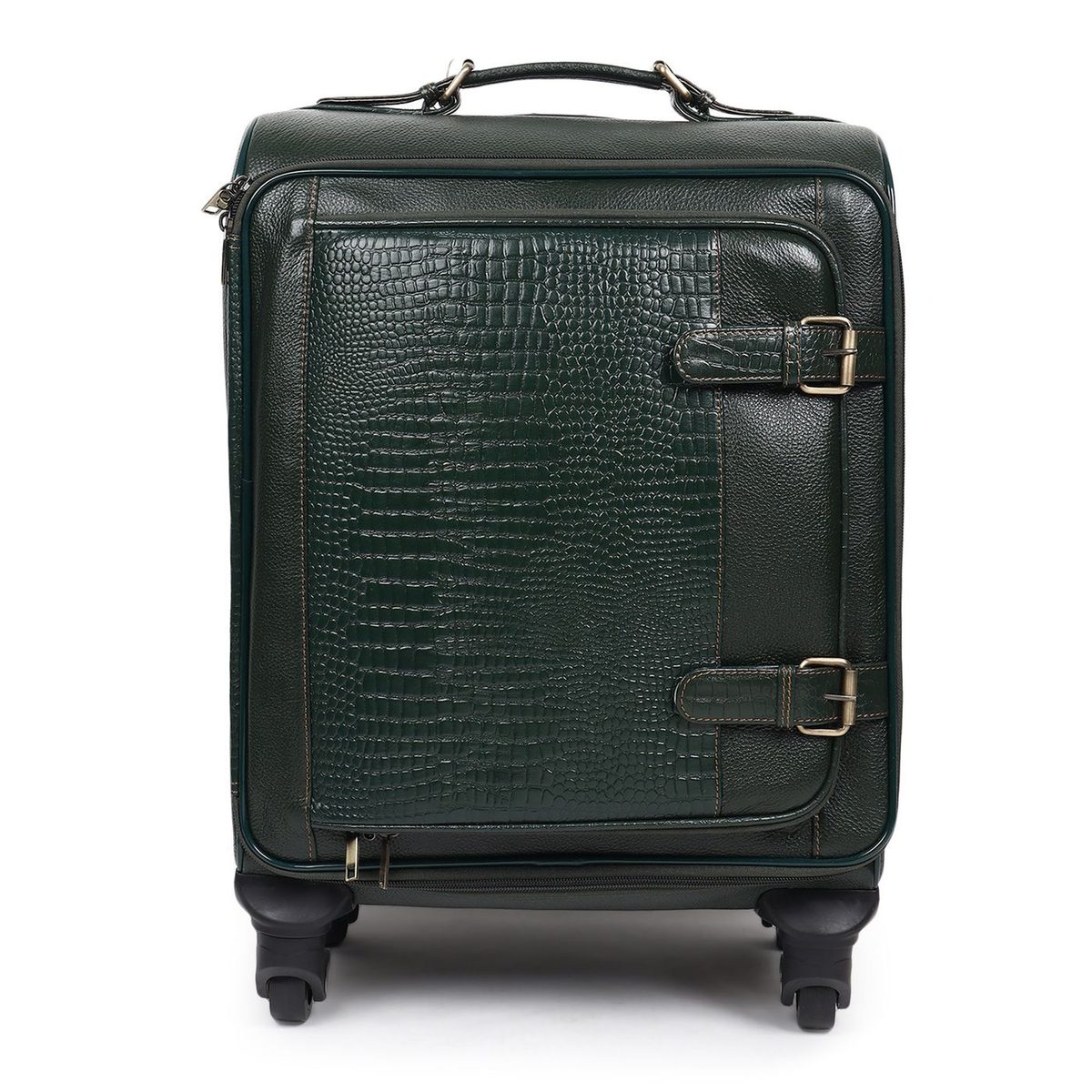Horizon Leather Trolley Suitcase, Green thumbnail 3