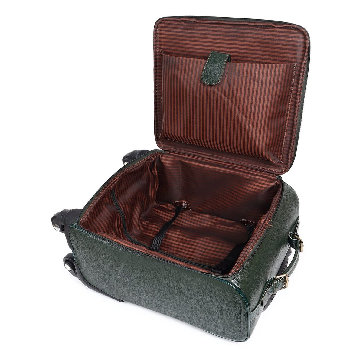 Horizon Leather Trolley Suitcase, Green thumbnail 6