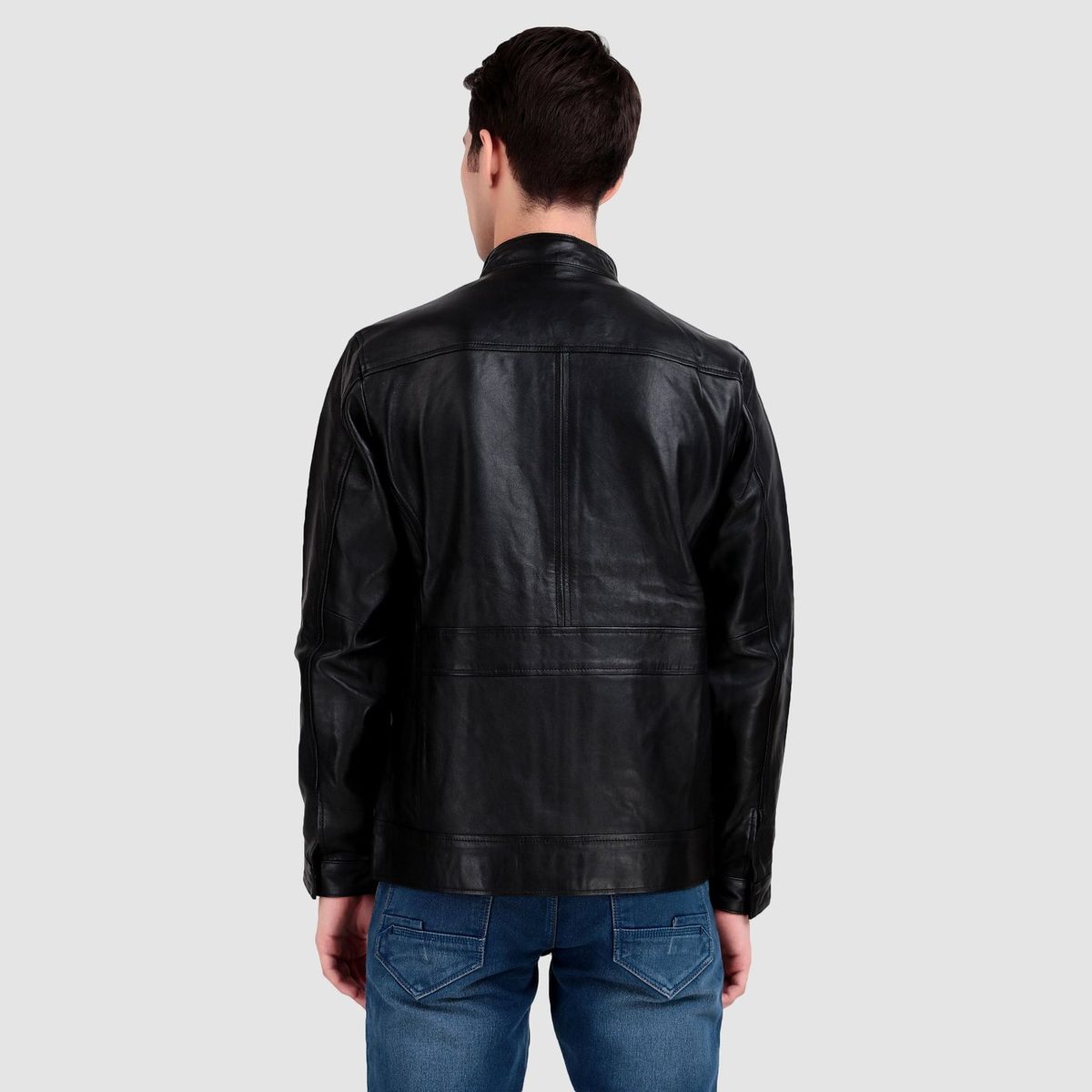 Iconic Plain Black Moto Jacket thumbnail 5