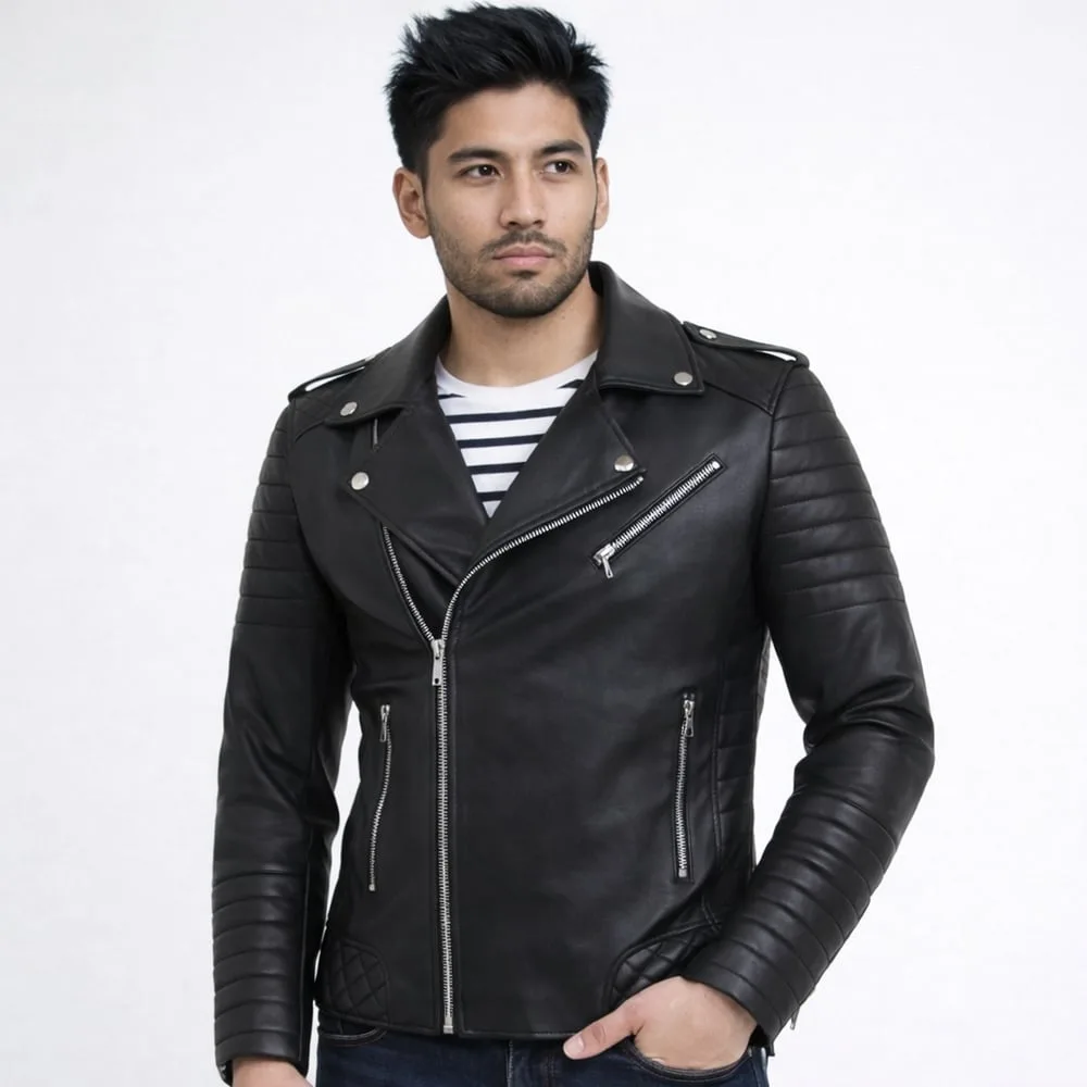 Ifty Genuine Leather Biker Jacket IJ7 for Men