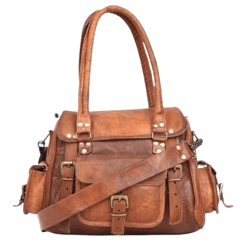 IndiFash - 13 Inch Handcrafted Leather Women’s brown Tote Bag | 100% Genuine Leather
