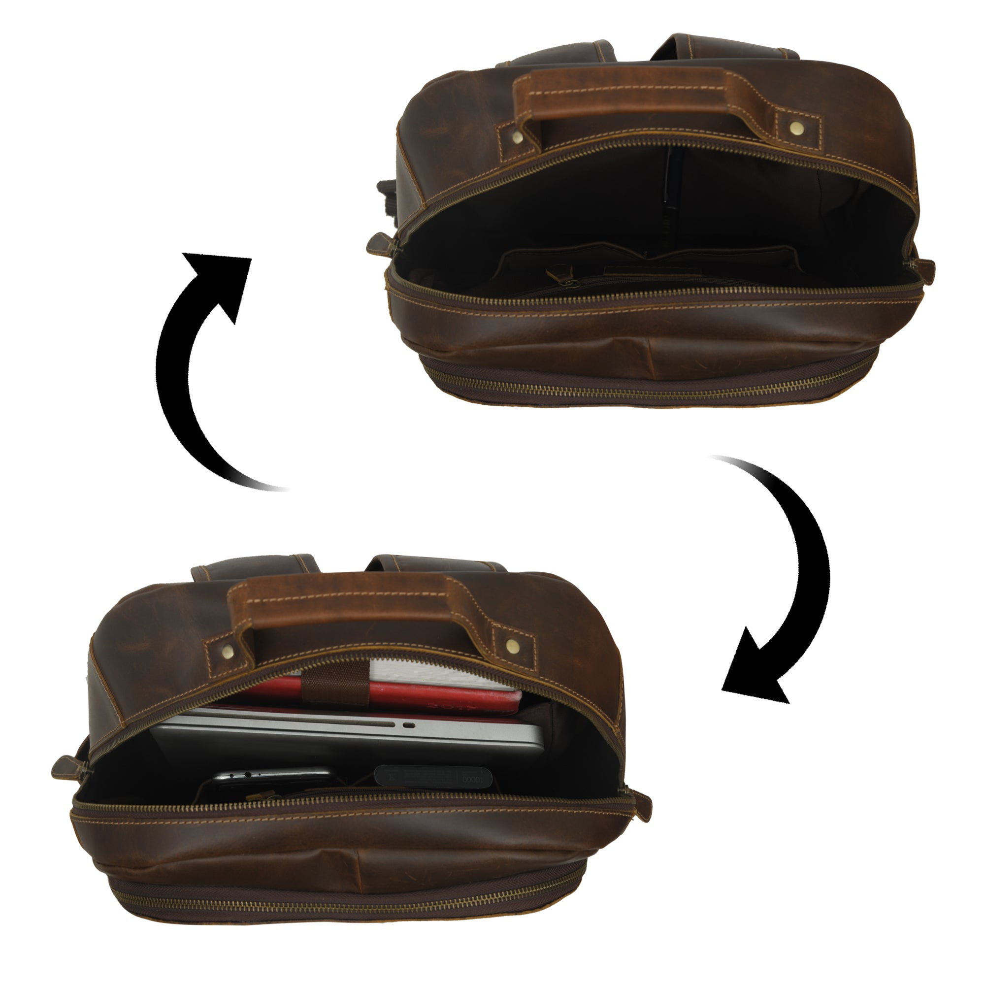 Indifash Cambridge Unisex Buffalo Leather Backpack thumbnail 12