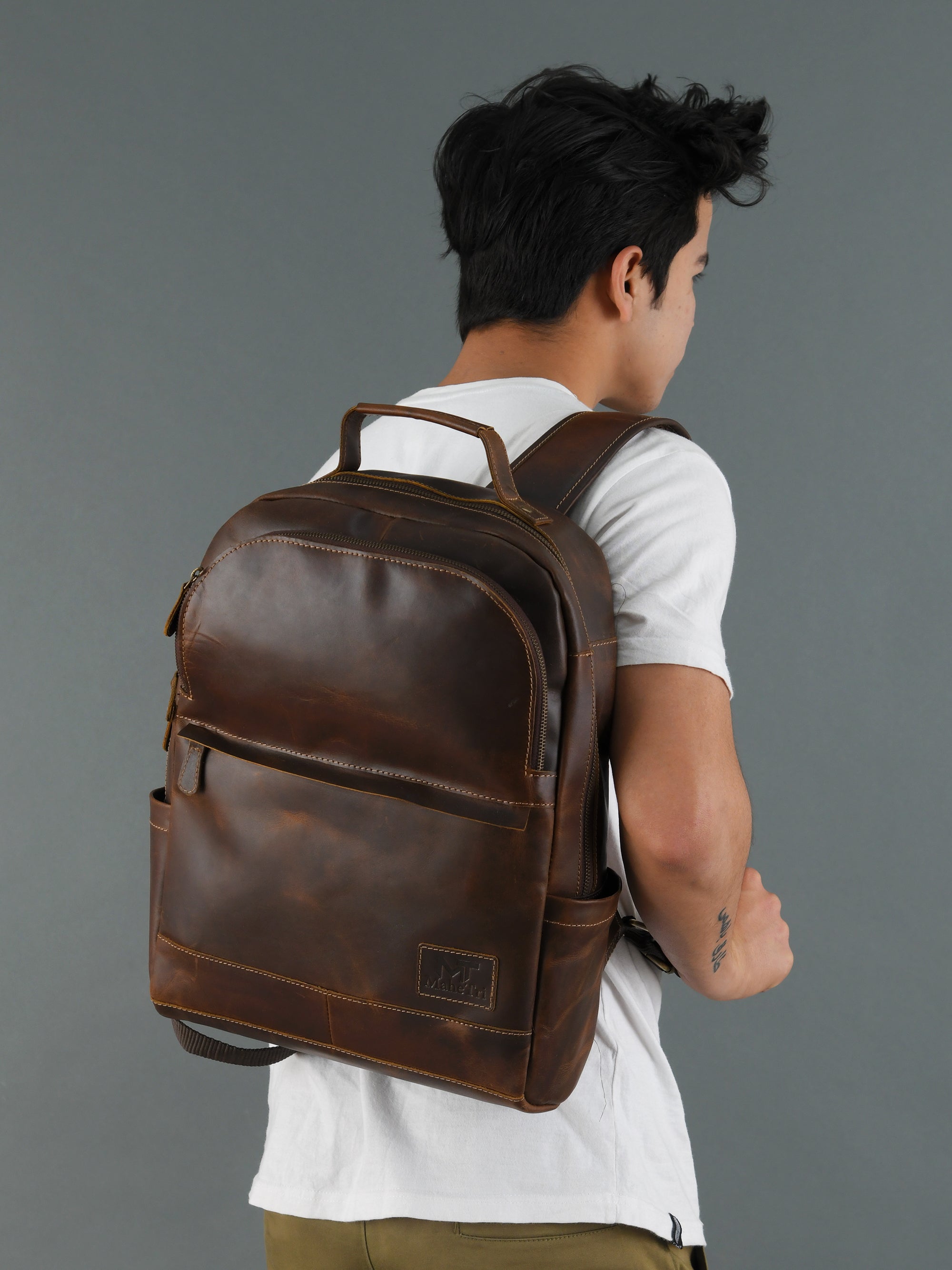 Indifash Cambridge Unisex Buffalo Leather Backpack thumbnail 3