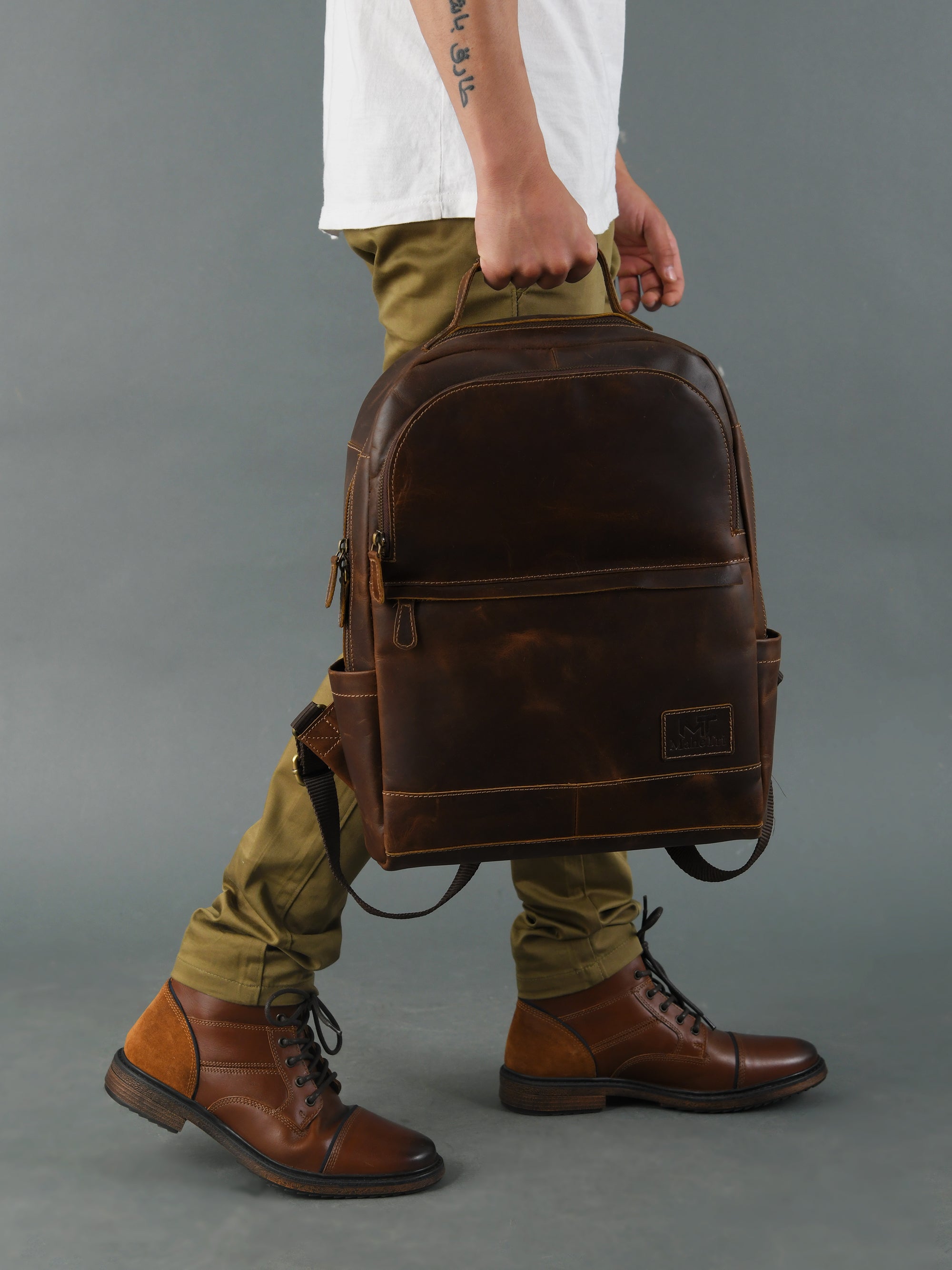 Indifash Cambridge Unisex Buffalo Leather Backpack thumbnail 4